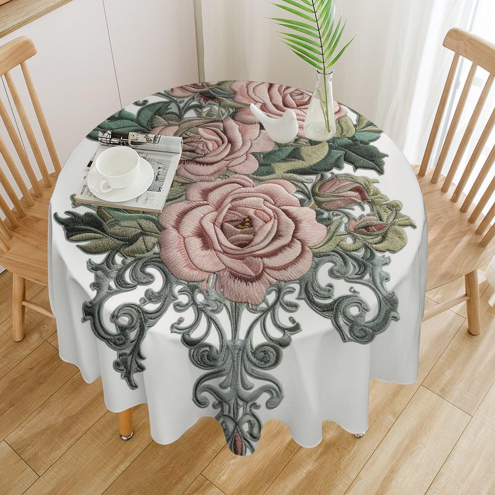 Nappe ronde lavable en machine 152 cm pour décoration table mariage