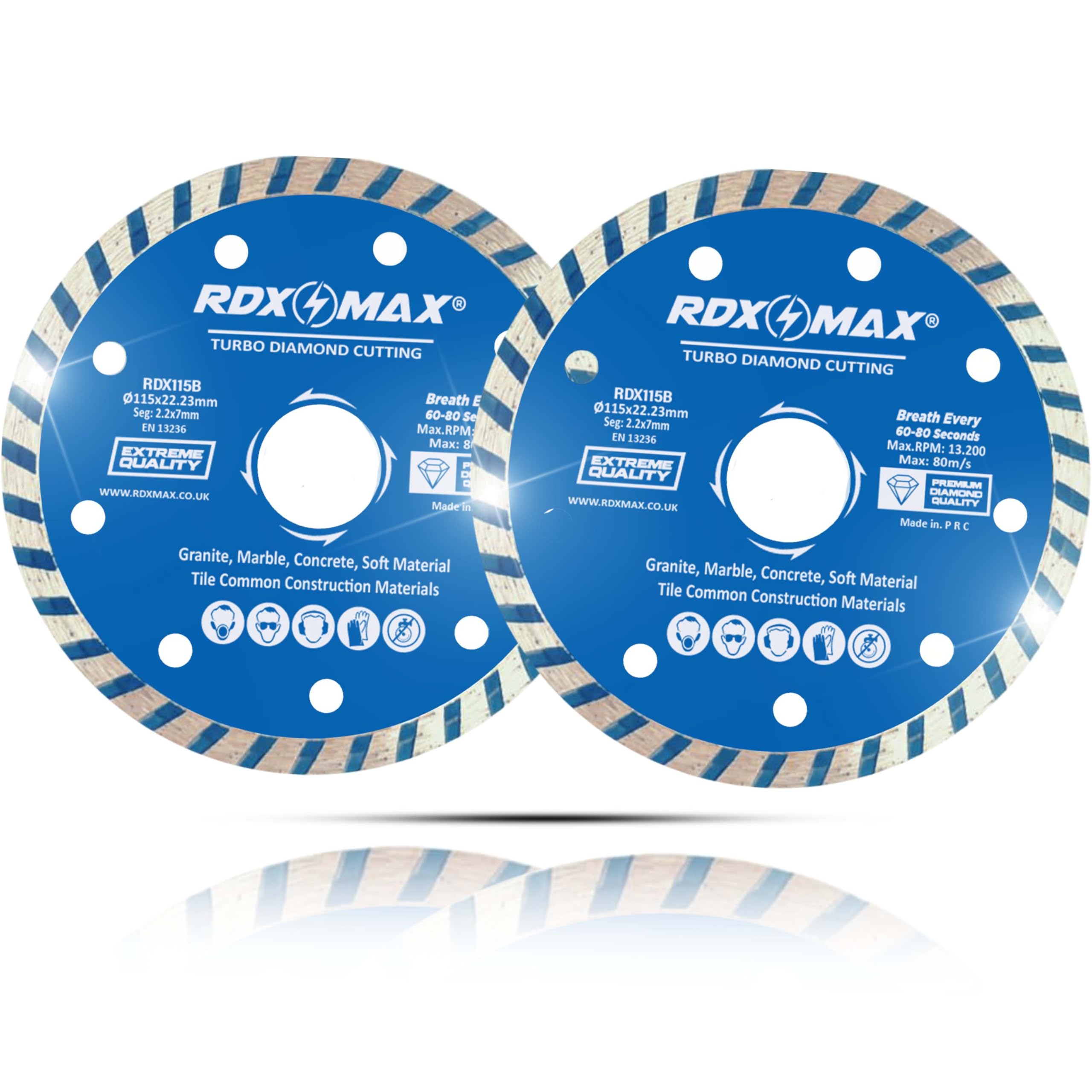 115mm Diamond Cutting Discs for Angle Grinder-Super Thin Fast,Clean Cut on Porcelain,Granite,Marble,Concrete,Tiles,Stones,Bricks & Ceramics-4.5" Wheel -Size 115 x2.2 x22.23mm- (2 Pack)