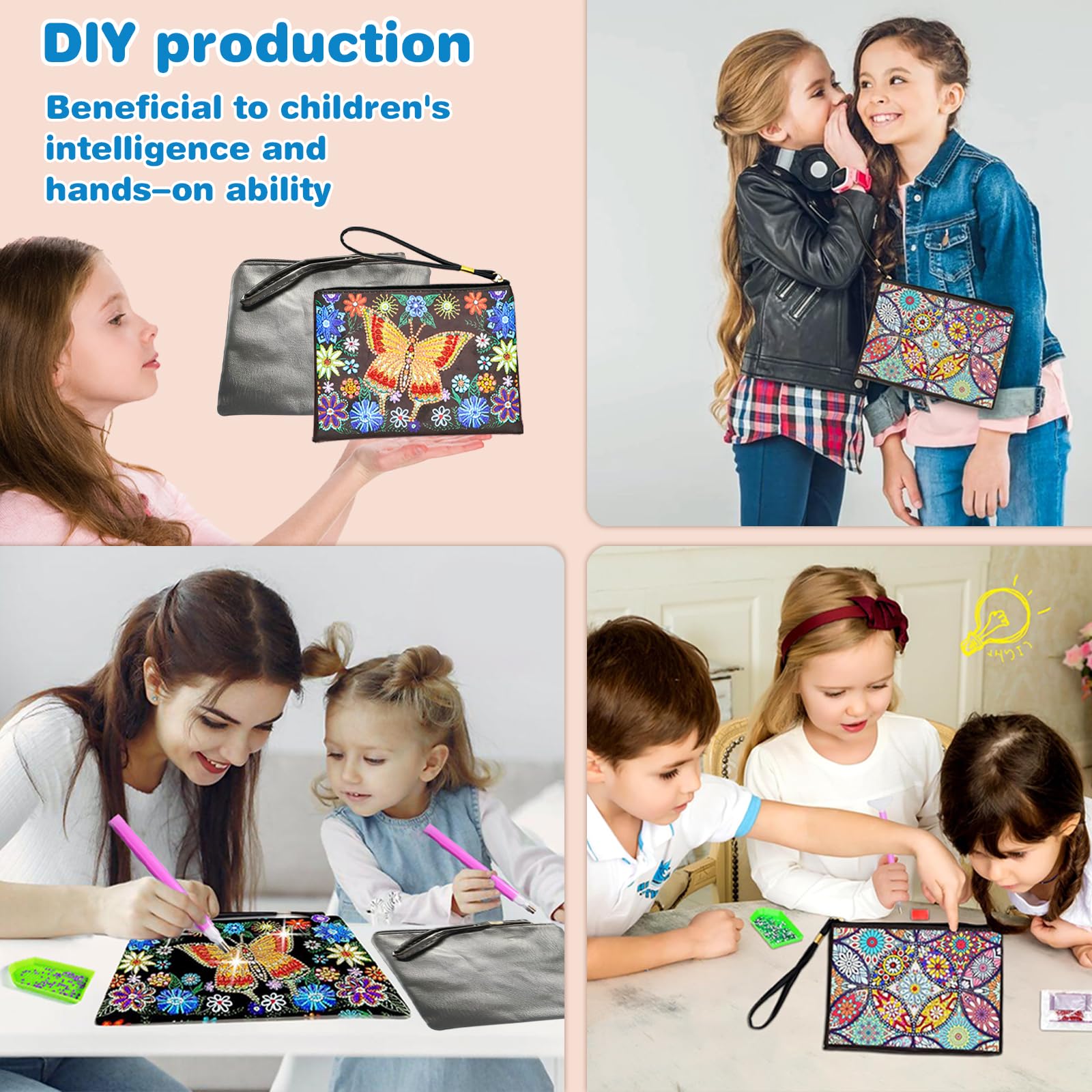 Zerodis Ensemble De Peinture Diamant Bricolage, Boîte De Broderie Diamant Pour Adultes Ou Enfants Sac Hamdmake Sac à Main D'art Réutilisable Fait à La Main(BB009