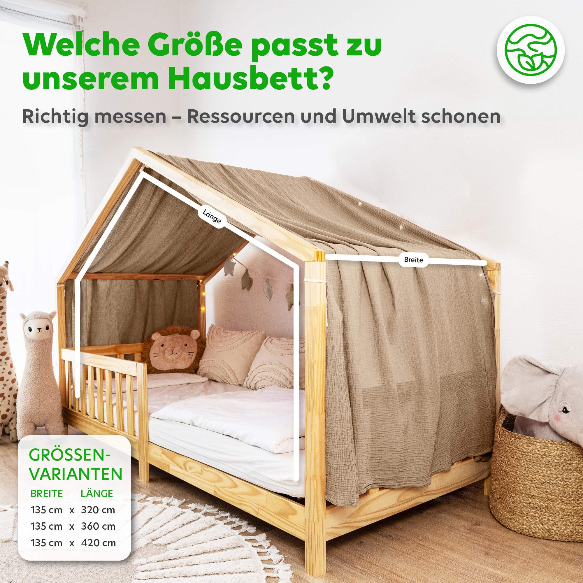 lilimaus Hausbett Himmel [in 12 Farben] Betthimmel Hausbett aus 100%