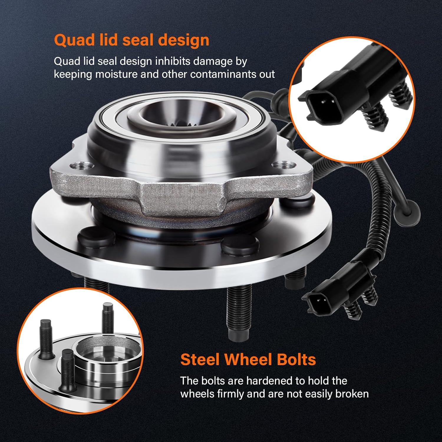 OCPTY Front Wheel Bearing and Hub Assembly Premium 513272 2007-2010 for Jeep Wrangler 5 Bolt; 4-Wheel ABS