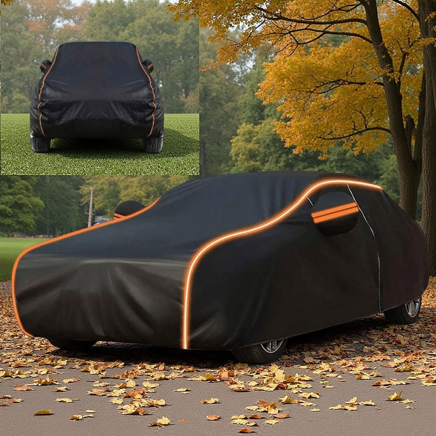 Custom Fit Car Cover for Maserati Ghibli(2018-2021),Heavy Duty 210D Oxford Fabric, Waterproof Breathable Full Car Protection with Reflective Strips & Adjustable Windproof Straps