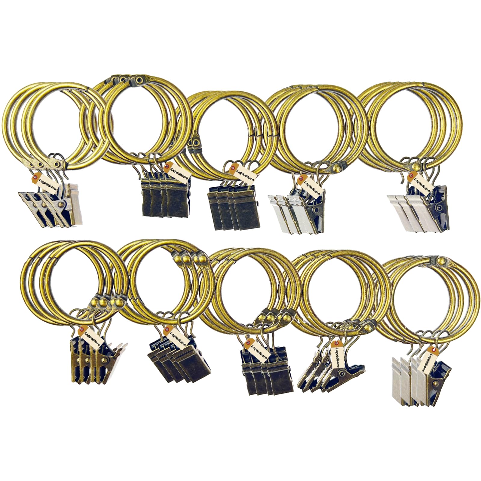 Clips de rideau ouvrables en métal décoratif solide Lsgoodcare bronze 1.26 inch
