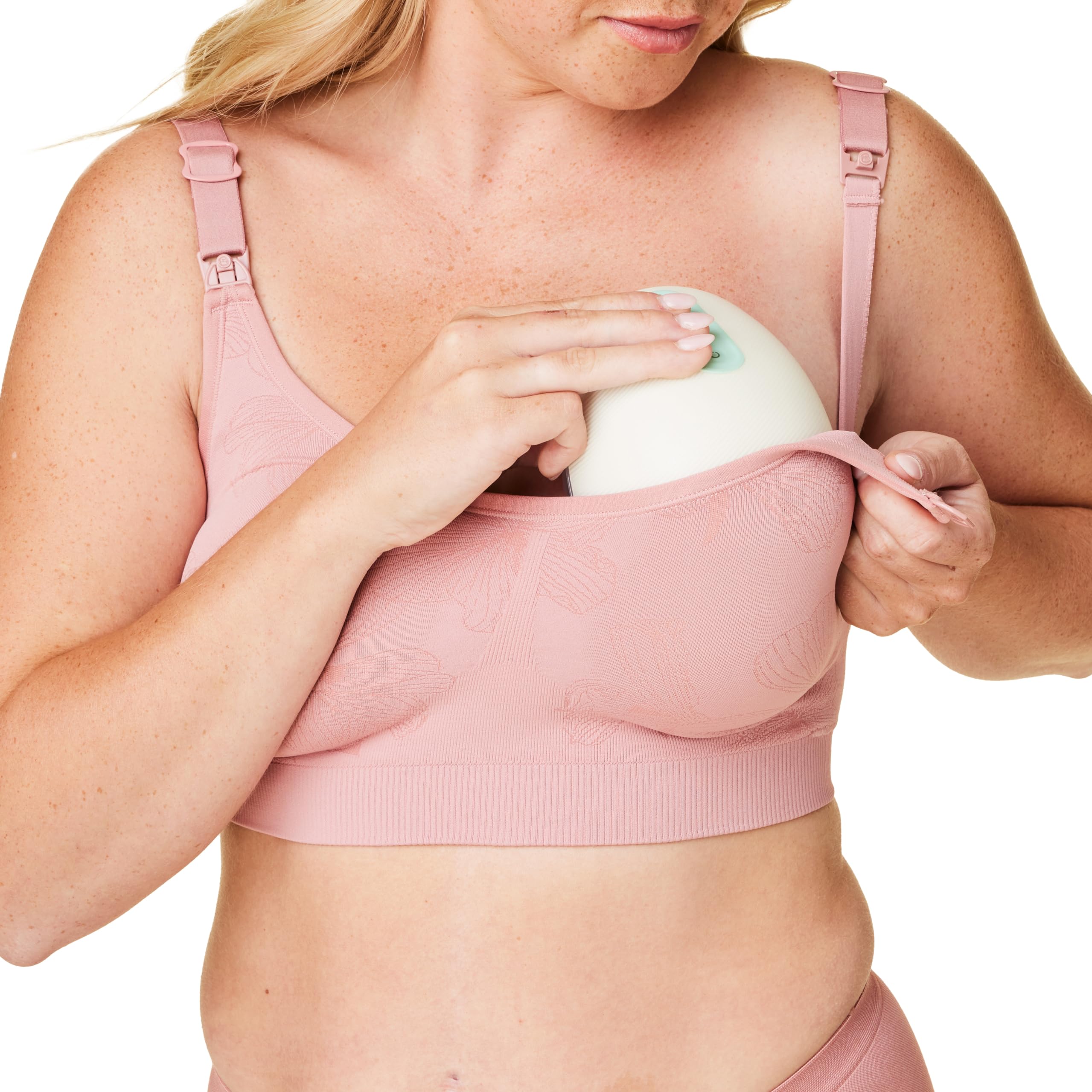 Bravado Designs Women's Beaucoup in-Bra Pumping Bra | Hands-Free Pumping & Nursing Bra | | B-G Cups | Seamless | Wireless | Padded | Full-Coverage | Double Extra Large | Roseclay