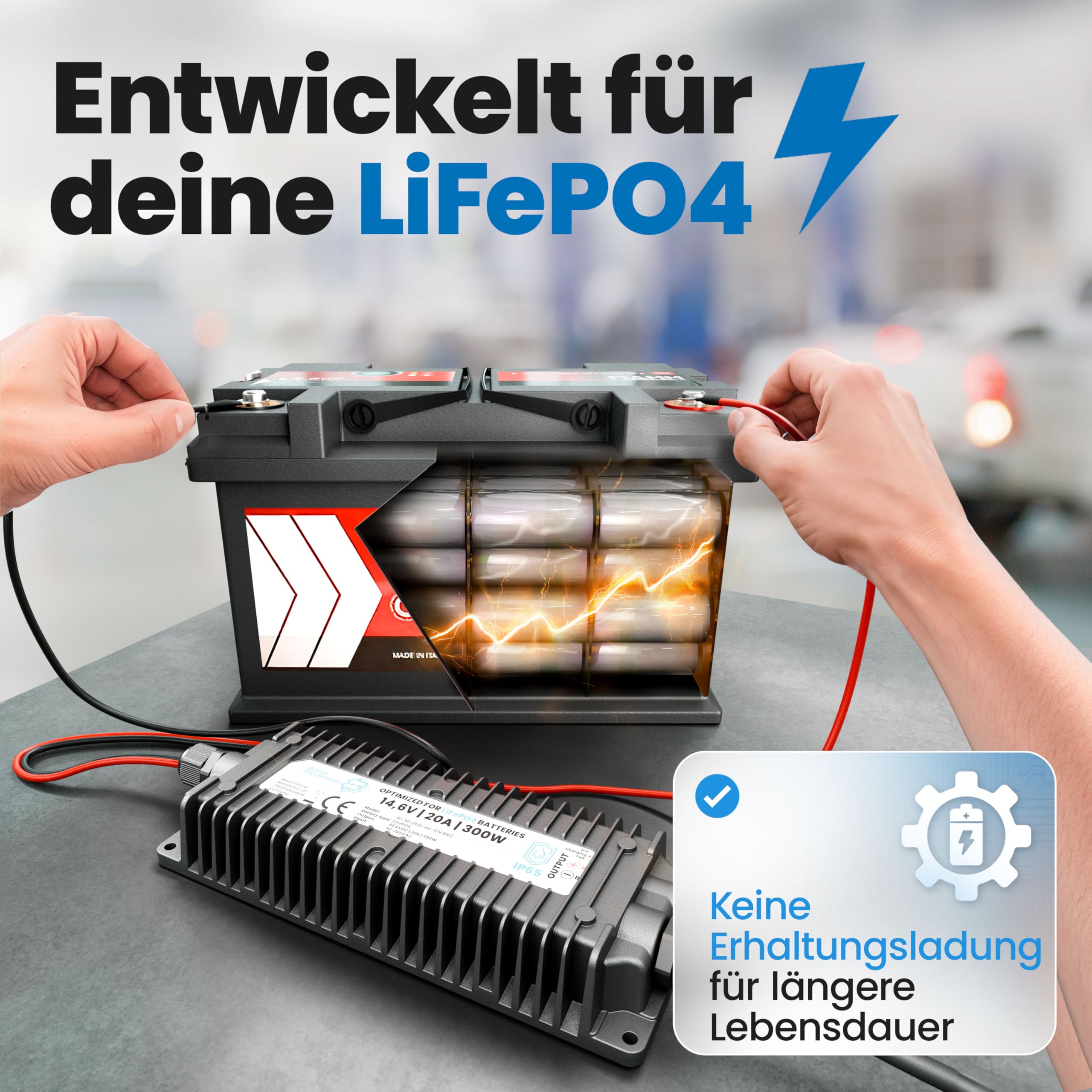 48V Batterie-Ladegerät LiFePO4 58,4V 5A 300W | Optimiert für Lithium-Eisenphosphat-Akku | Auto-Batterie Charger Wasserdicht