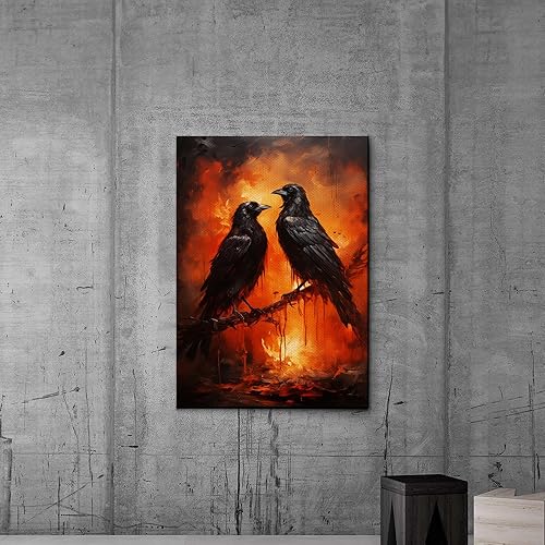 Miniatura 7 de Lustrous Art Print, Two Mirrored Crows Circling In Surreal Sky, Crow Prints, Crow Art, Crow Artwork, Crow Art Print, Crow Art Canvas, Canvas Prints,