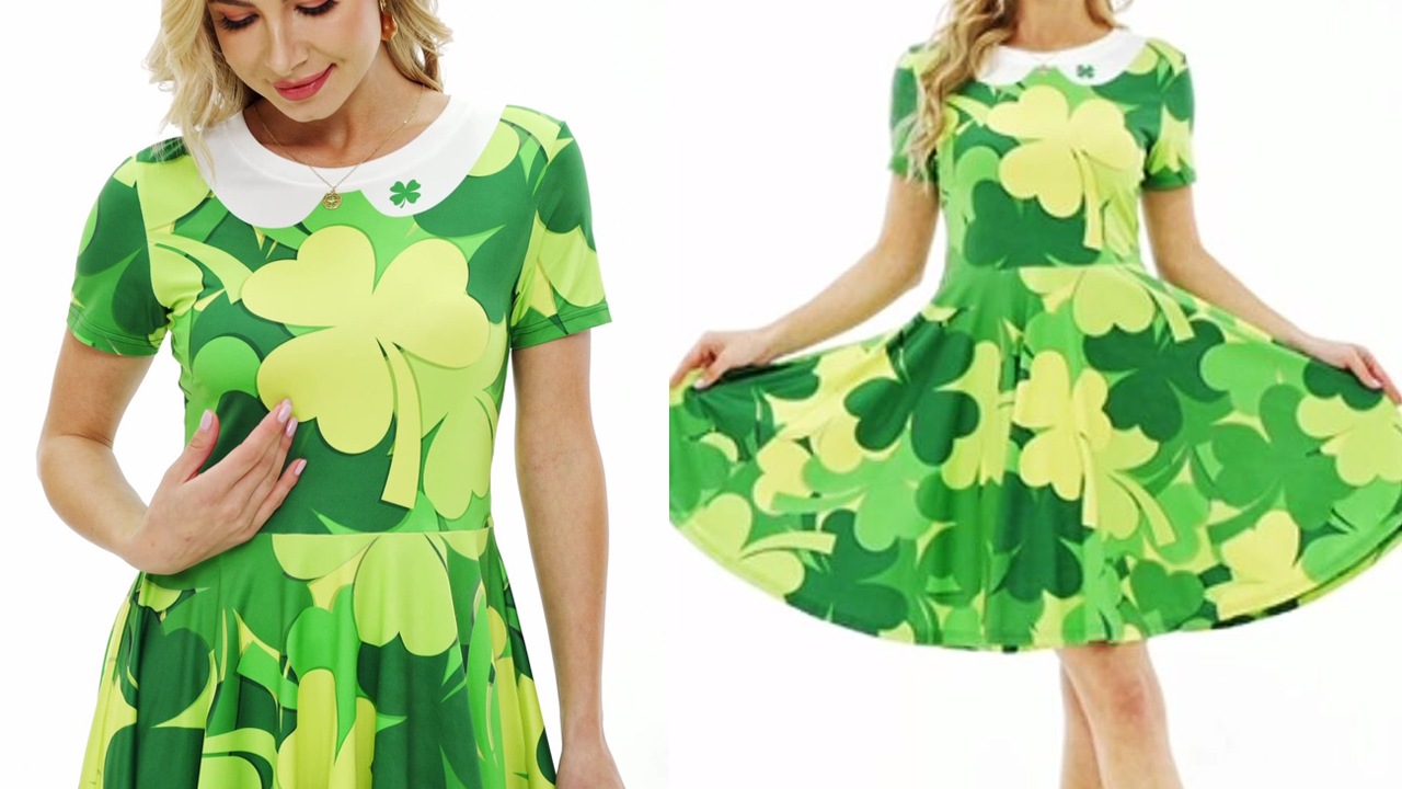 Amazon.com: Ainuno St Patricks Day Dresses for Women Ladies Cute St.  Patrick's Day Outfits Womens Green Irish Shamrock Shirt Dress Short Sleeve  Clover Dress Sleeves,S/M : Clothing, Shoes & Jewelry