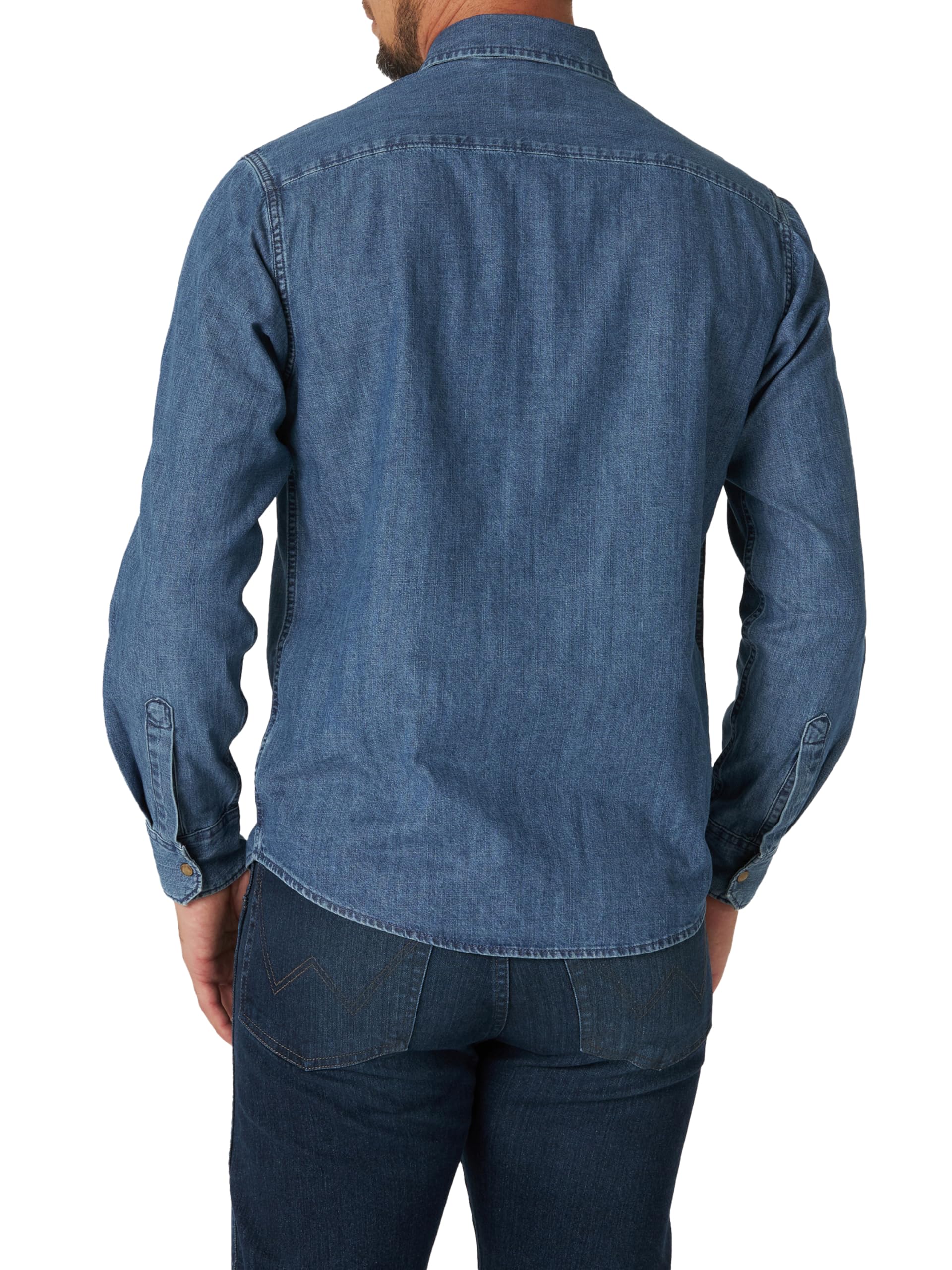 Wrangler Iconic Denim Regular Fit Snap Shirt Camicia Button-Down Uomo