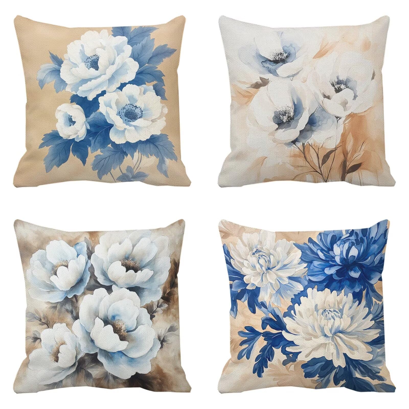 Housse de coussin imperméable 35x35 cm lot de 4 k-1090 résistante pour salon de jardin et patio