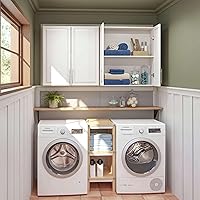 Furnaza 60" Wall Mounted Laundry Room Cabinet with Adjustable Shelf & Shaker Doors - Kitchen Bathroom Storage
