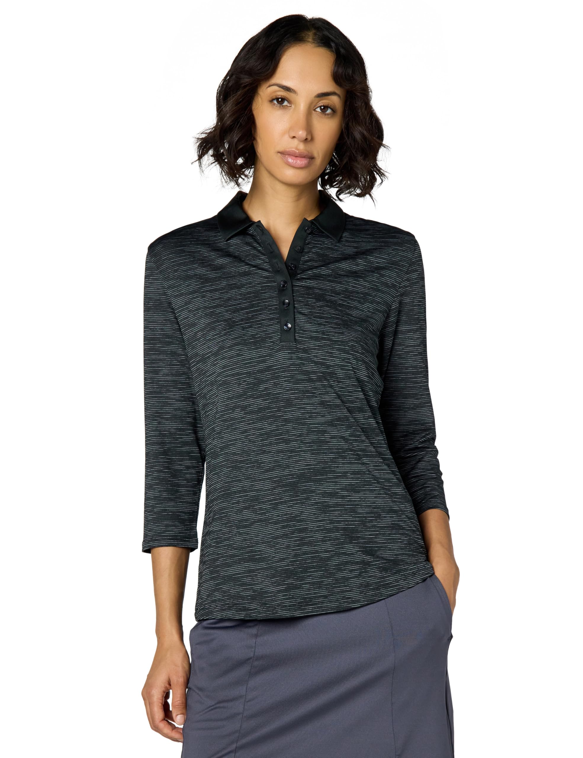 womens Swingtech™ 3/4 Sleeve Space Dye Golf Polo Shirt