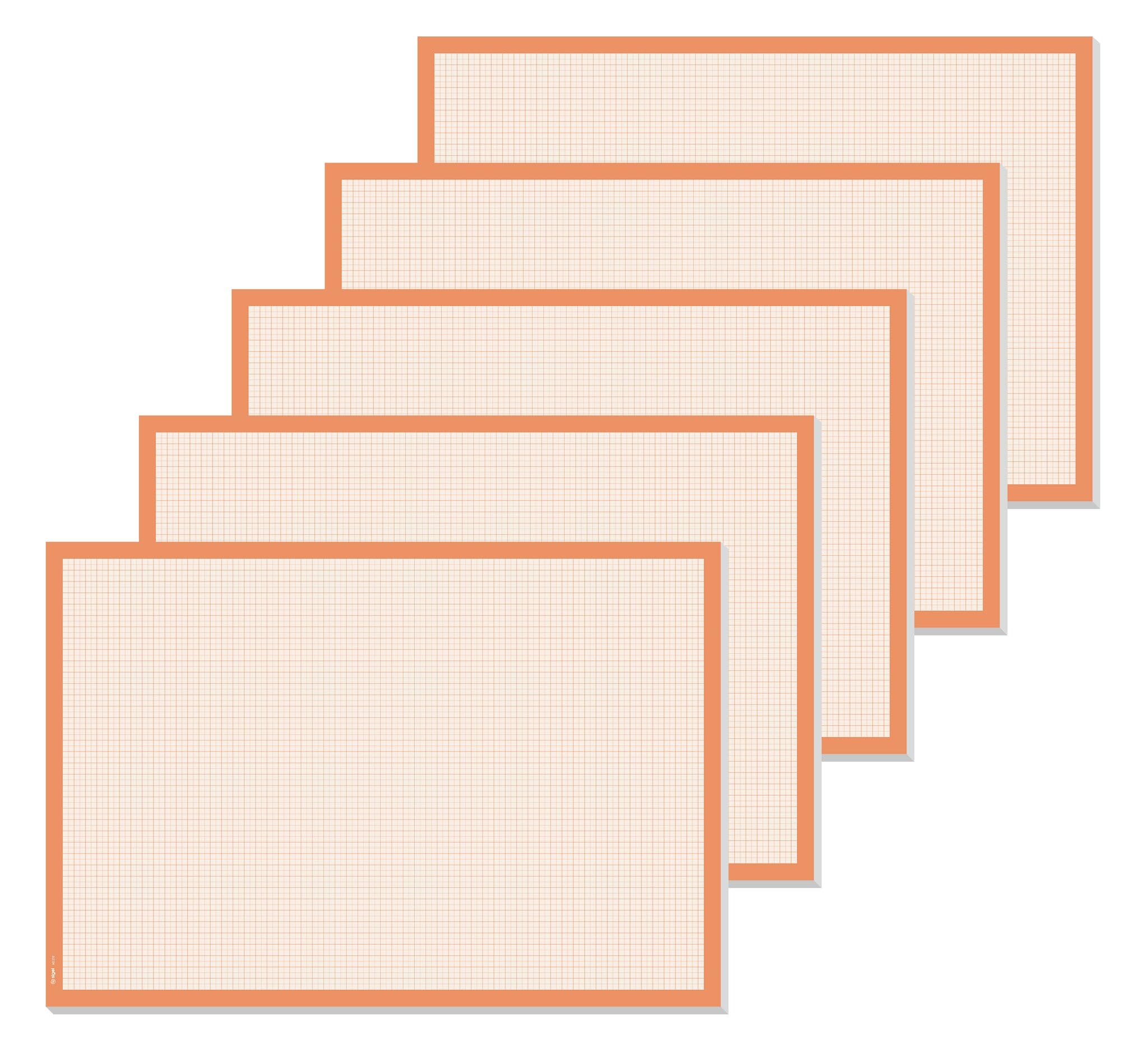 SIGEL HO270 Lot de 5 sous-mains en papier à déchirer - Format A2 - Extra large - Orange - 30 feuilles - En papier durable