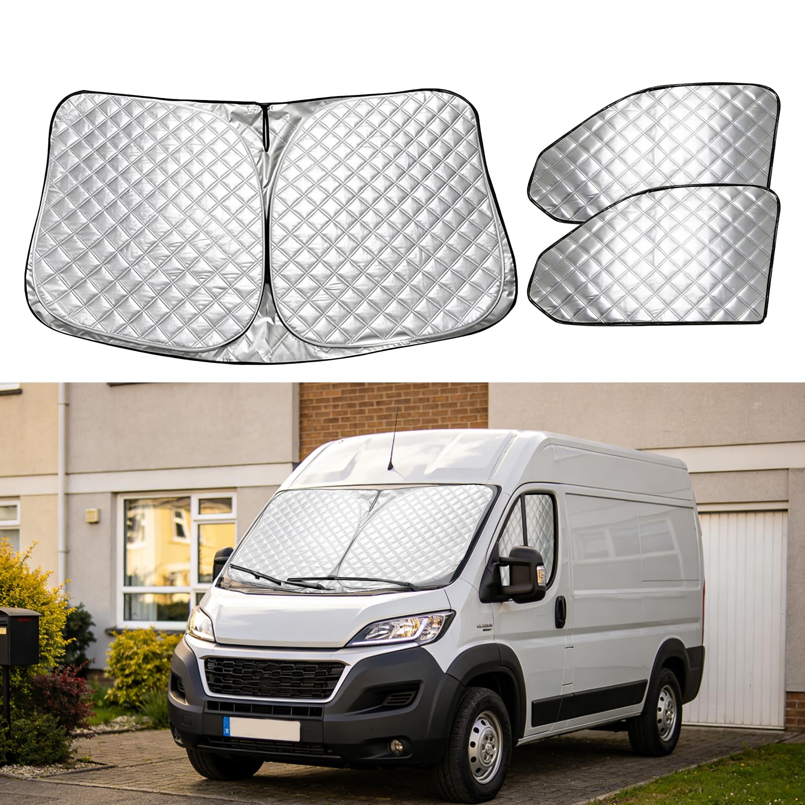 Parasol para parabrisas de coche para Fiat Ducato X250/290 para Citroen Jumper para Peugeot Boxer, Magnético, Parabrisas Térmico Interno, Juego de 3, Cubierta de Protección Solar Gruesa