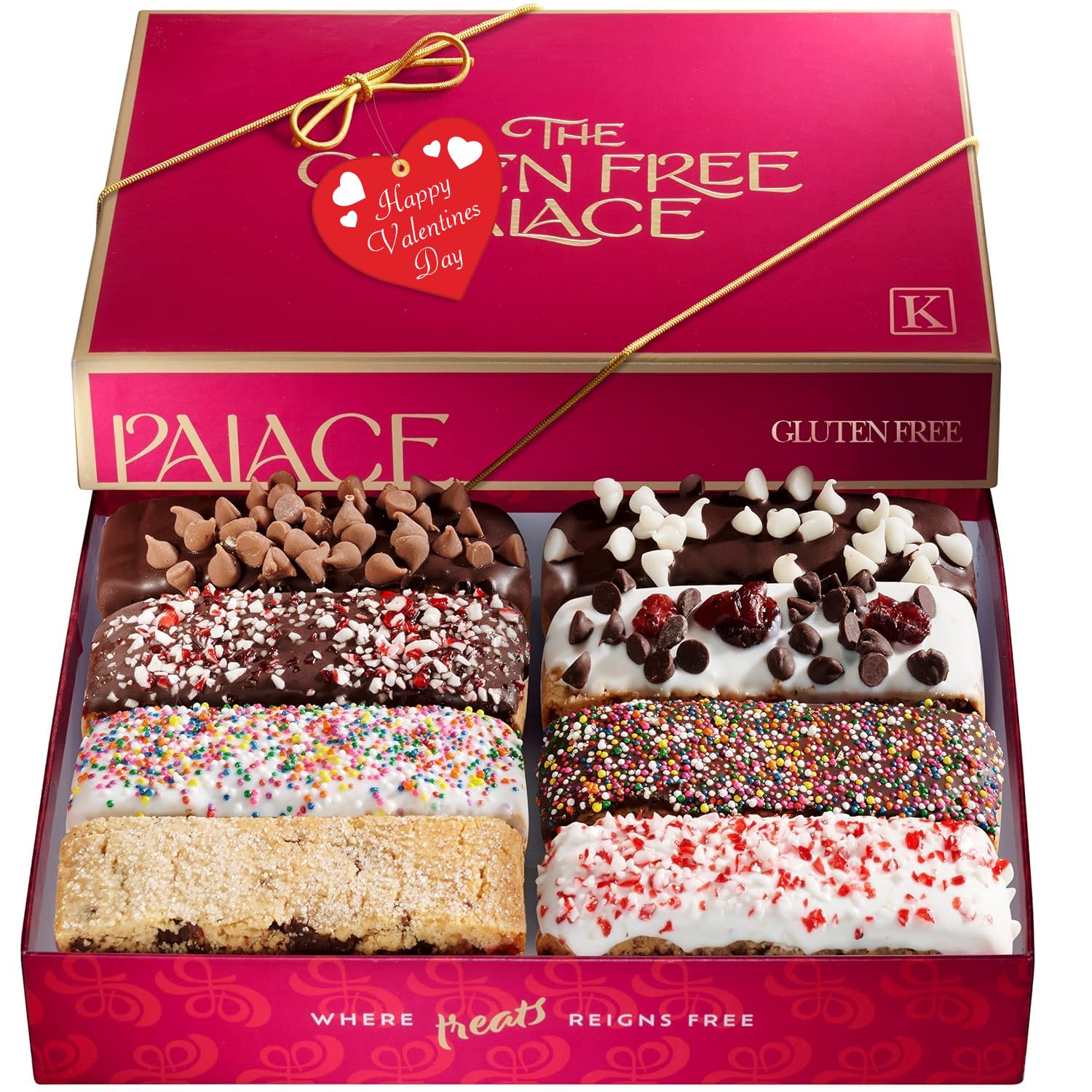 Gluten Free Palace Biscotti Cookies Gift Basket – Assorted Gluten Free Valentine’s Day Cookies – Gourmet Biscotti Treat Box – Gluten Free Elegant Gift Basket for Couples, Friends & Family (8 Count)