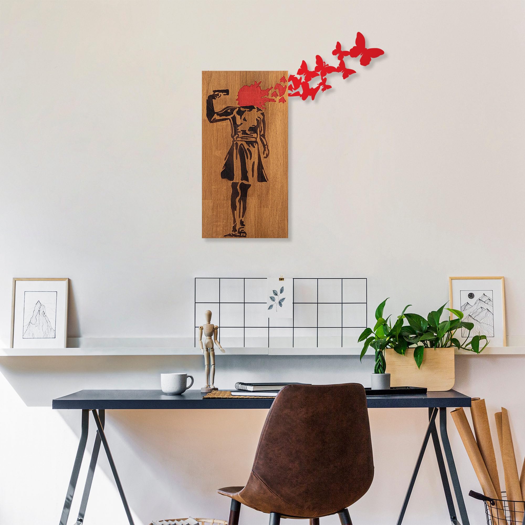 Accessoire mural en bois et métal Wallity pour salon moderne 99x34cm
