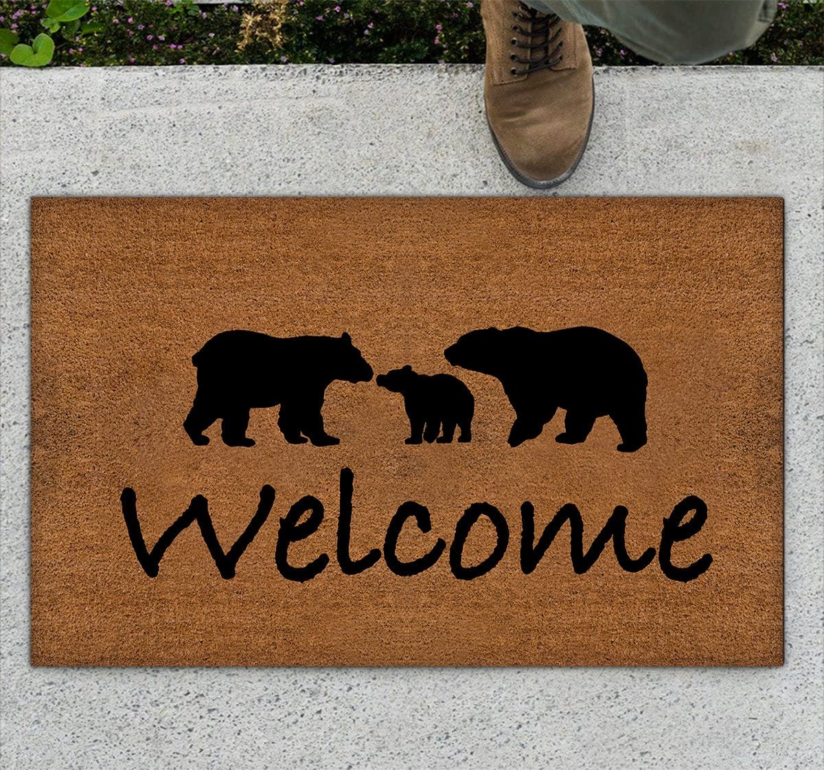 Bear Family Doormat,Bear Lovers House Decorative Welcome Doormat,Flannel Microfiber Anti-Slip Area Rug,Funny Doormat,Housewarming Decor Gifts 30x18 Inch