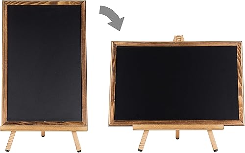 Miniatura 2 de MyGift Cartel de pizarra borrable de madera quemada de 18 pulgadas con soporte de caballete con marco en A, tablero de menú de mesa, letrero de