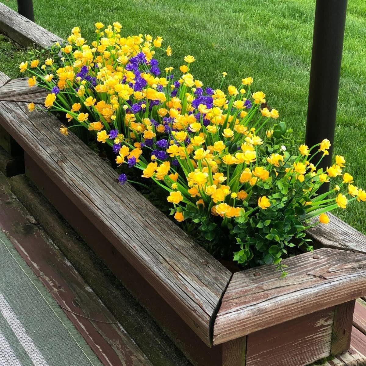 12 Mazzetti Di Fiori Artificiali Autunnali Per Esterni, Arancioni, UV Resistenti, In Plastica, Per Vasi E Giardino, Altezza 36 Cm