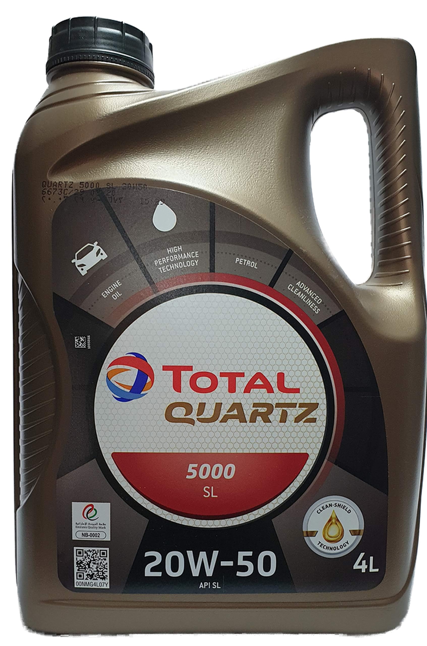 TOTAL QUARTZ 5000 SL 20W50 - PASSENGER CAR MOTOR OIL - MINERAL ENGINE OIL - API SL 4LTR