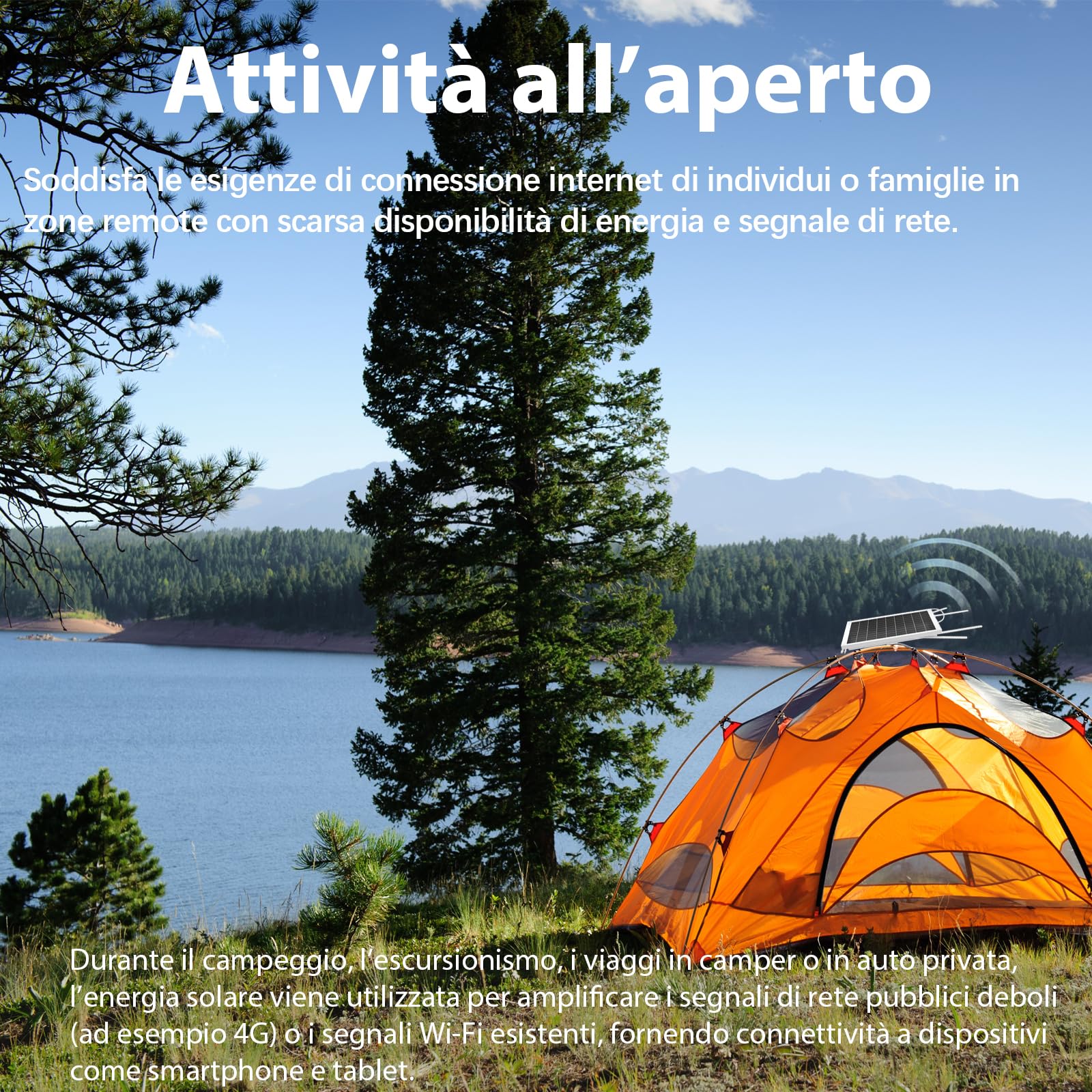 Amplificatore di segnale WiFi a batteria solare per esterni, Internet 2.4G WiFi Extender Booster a lungo raggio fino a 300 piedi, Ripetetore WiFi solare per giardino, fattoria e ranch