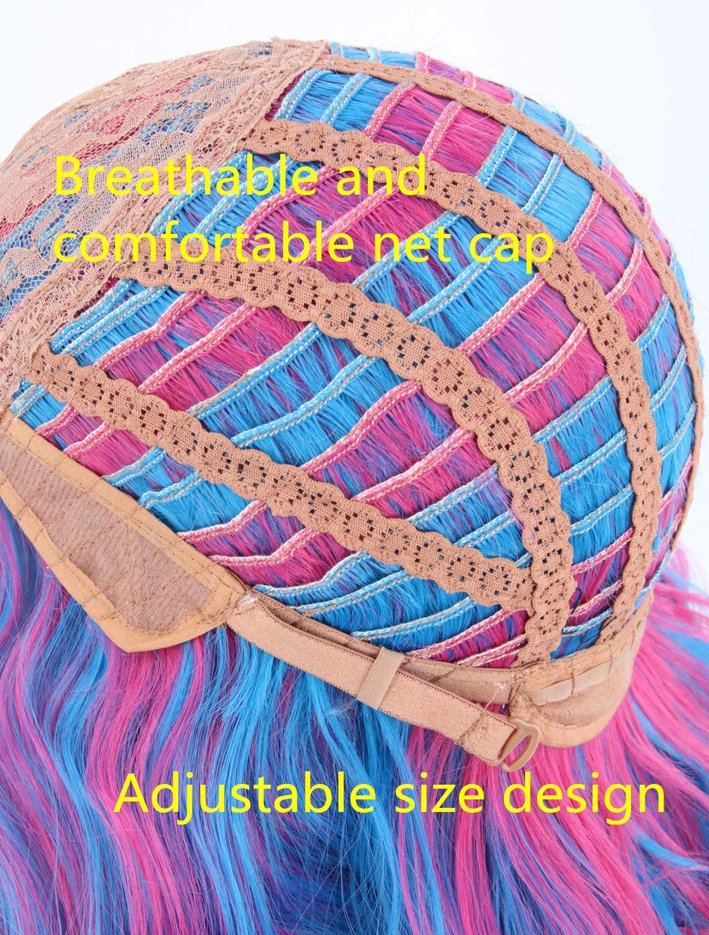 Peluca Mal De Descendants 3 Para Niñas – Larga Ondulada En Azul Y Púrpura, Fibra Sintética Resistente Al Calor, Talla Ajustable 55-62 Cm, Ideal Para Cosplay Y Halloween