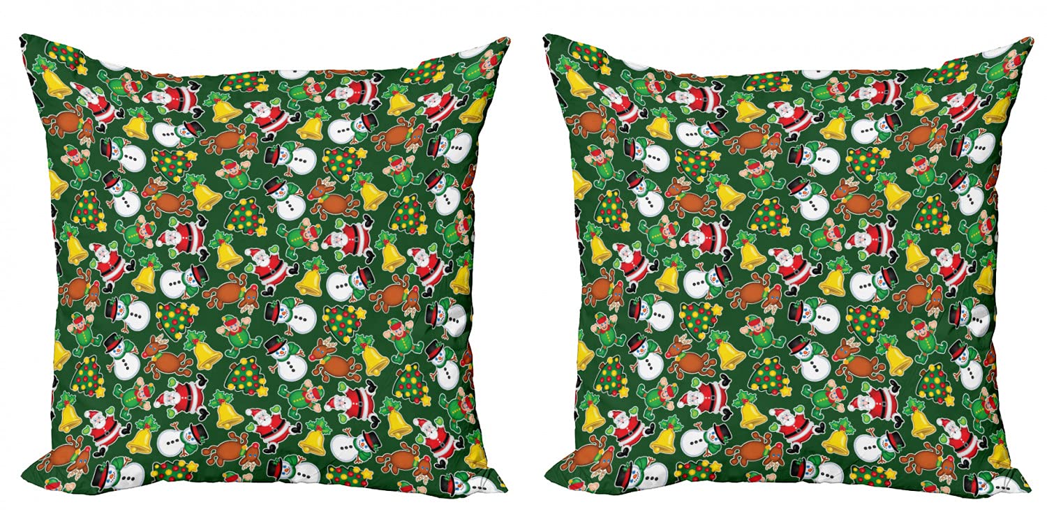 ABAKUHAUS Natale Federe Cuscini Set di 4, Winter Snow
