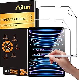 Ailun Paper Textured Screen Protector for iPad Pro 12.9 Inch Display [2022 & 2021 & 2020 & 2018 Release] 2Pack Draw and Sketch Like on Paper Textured Anti Glare Less Reflection