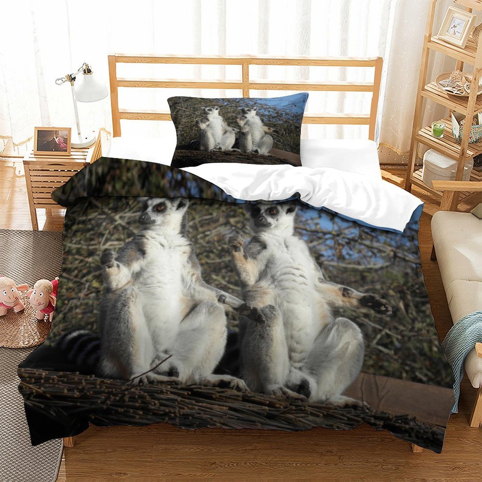 P1S9U7W5Y 3D Printed wildlife Duvet Cover Set 3pcs Microfiber animal Bedding Set Single