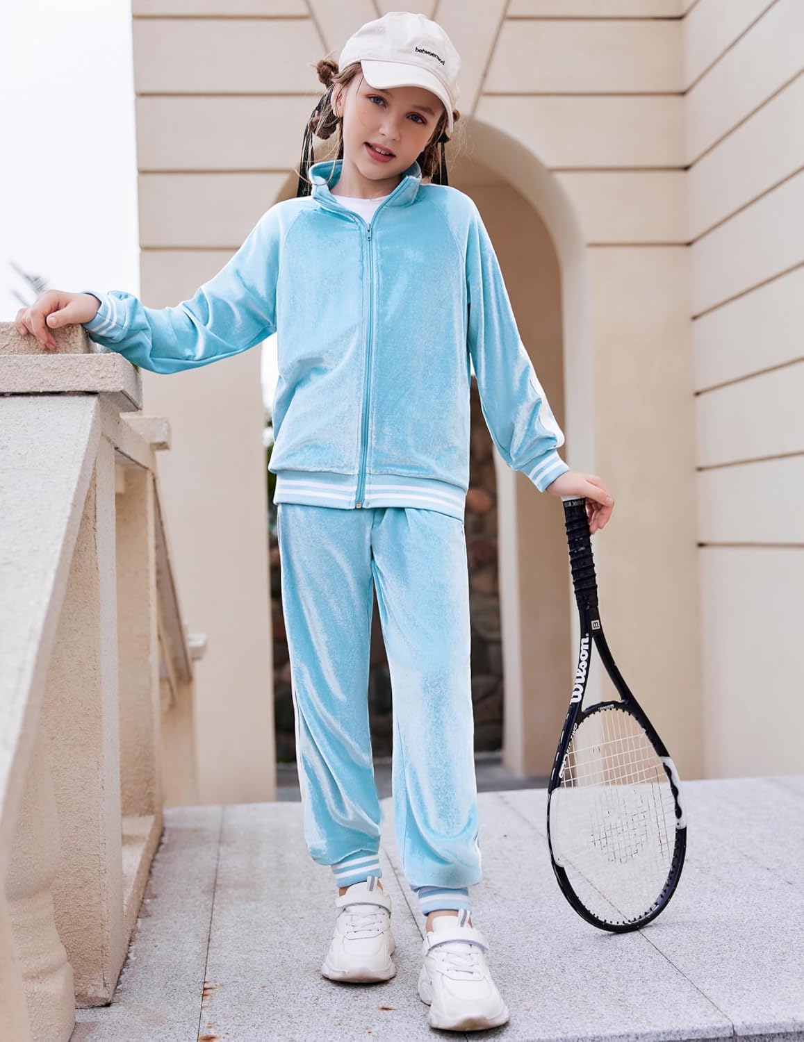 Zaclotre Girls 2 Piece Outfits Velour Tracksuit Zip Up Sweatshirt and Jogger Sweatpants Fall Winter Sweatsuits Set - Image 3