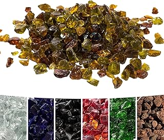 Teamson Home 4 Kg Rocas de Lava para Braseros de Gas, Cristal de Fuego Templado, Seguro para Estufas de Gas de Jardín Exterior, Amarillo Ámbar