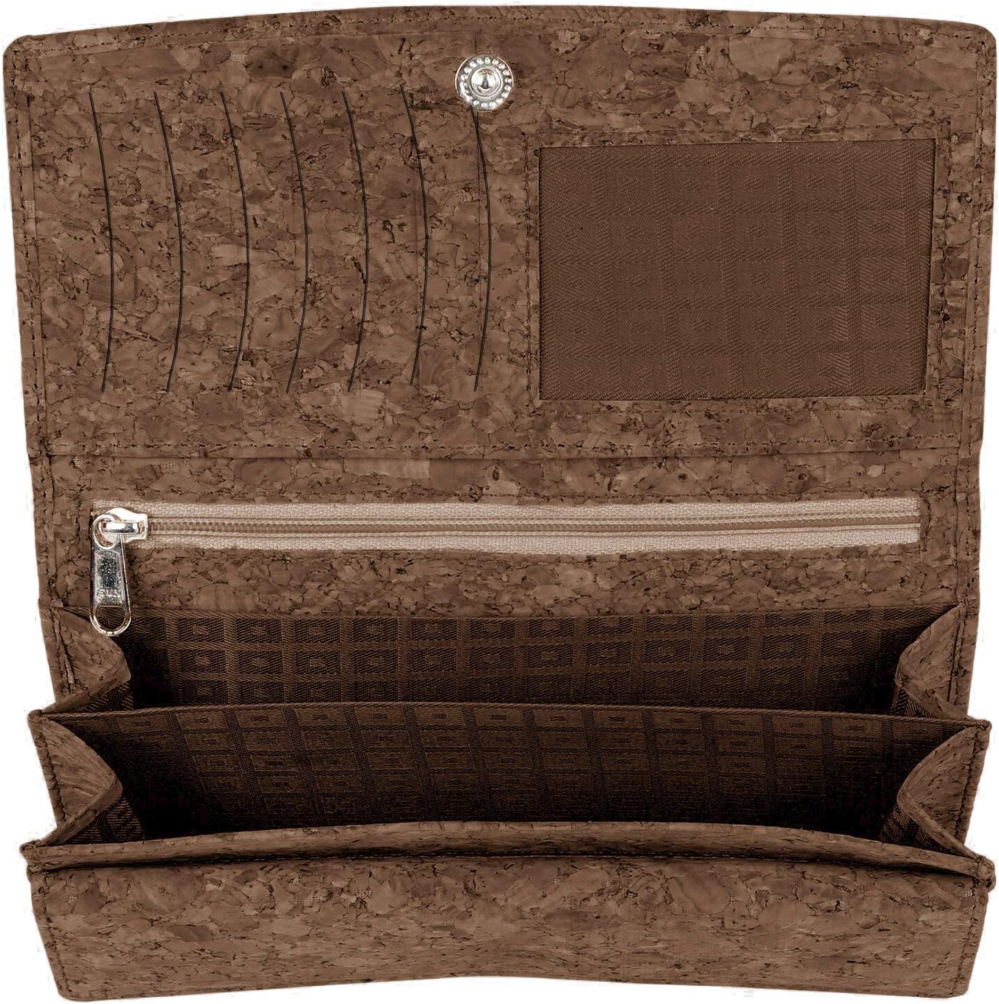 Hudson & James Ladies Designer Cork Vegan RFID Blocking Shield Card Holder Wallet Purse Multi Credit Card Women Clutch Wallet with Zip Pocket (Cork Brown) - Image 5