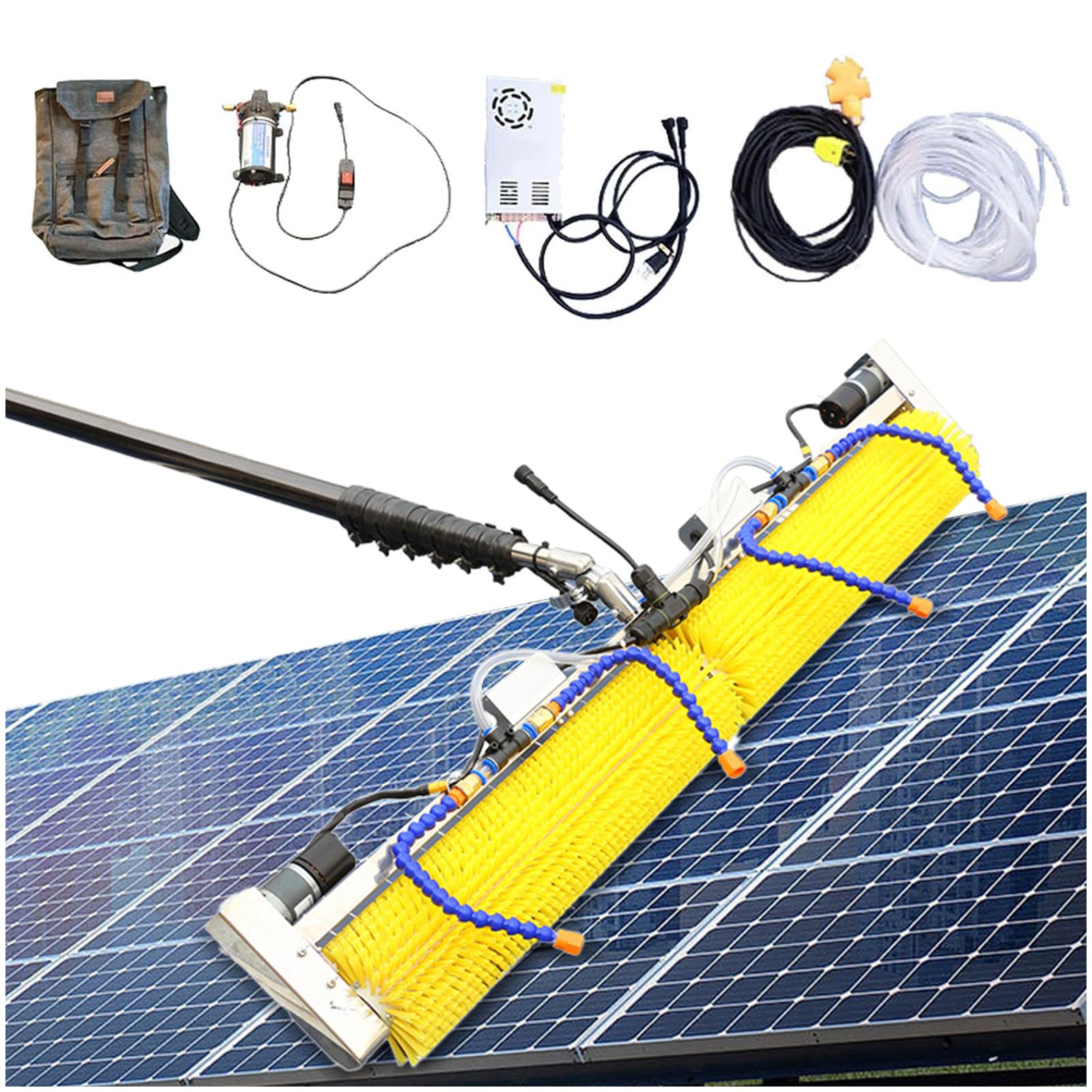 HADECOLL Electric Cleaning Machine With Telescopic Rod And Water Fed Kit For Solar Panels And Windows,6M/19Ft