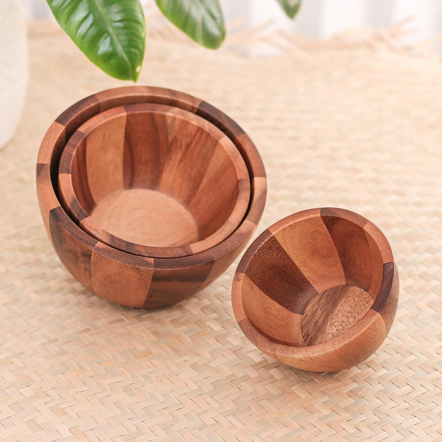 NOVICA Handcarved Wood Serving Bowls Raintree Set of 3 Brown Thailand Tableware Serveware 'Gather Round'