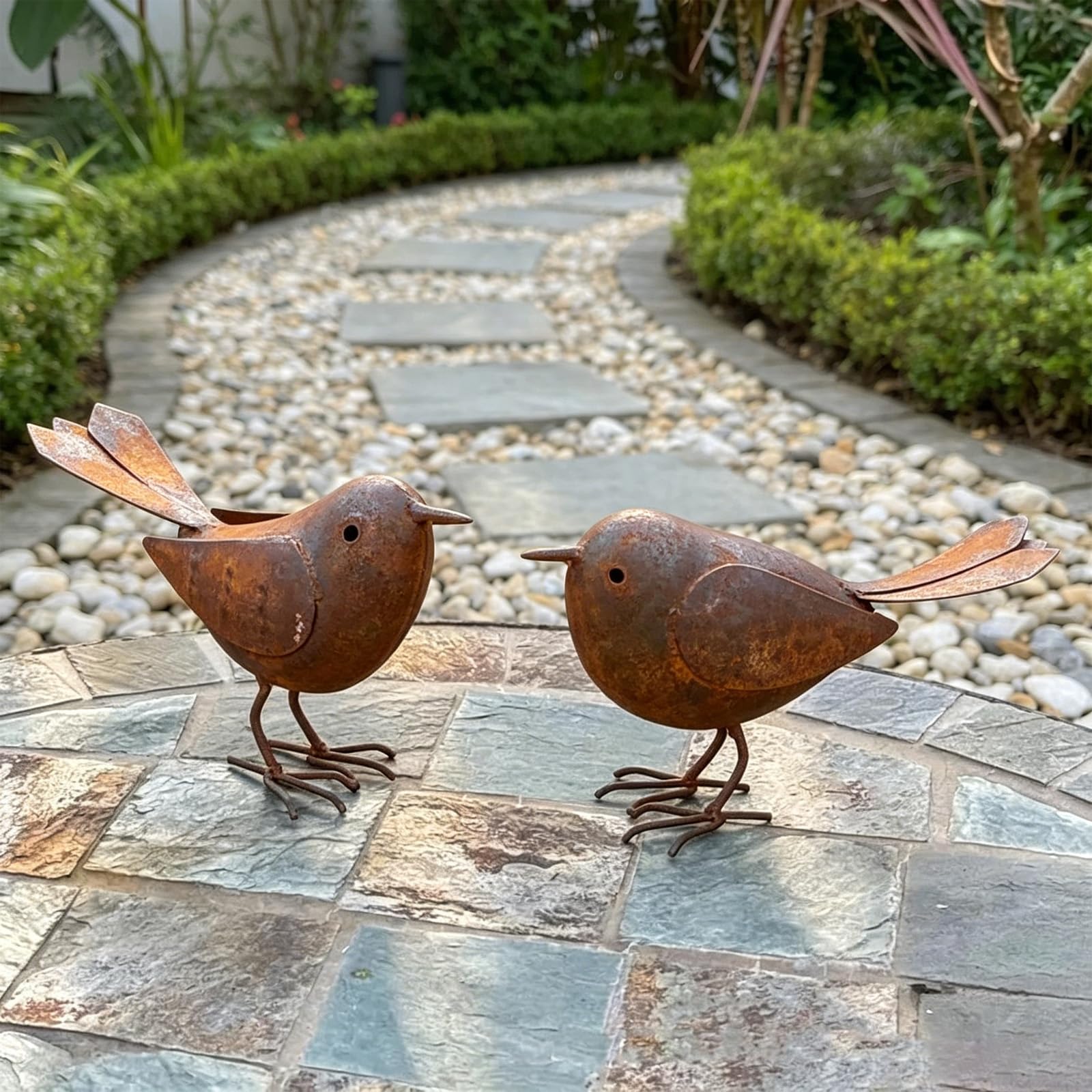 Gartenstecker Rost,2 Stück Vögel Gartenstecker,Rost Vogel Gartendeko für Draußen,Dekorative Gartenpfähle,Rostdeko Gartendeko,Outdoor und Garten Vintage Singvogel,für Garten Terrasse Balkon Blumentopf