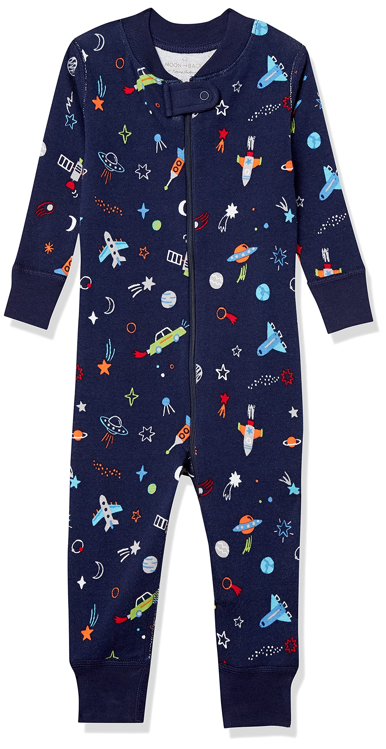 Moon and Back by Hanna AnderssonUnisex Babies' one-Piece Organic Cotton Footless Pajamas, Space, 0-3 Months
