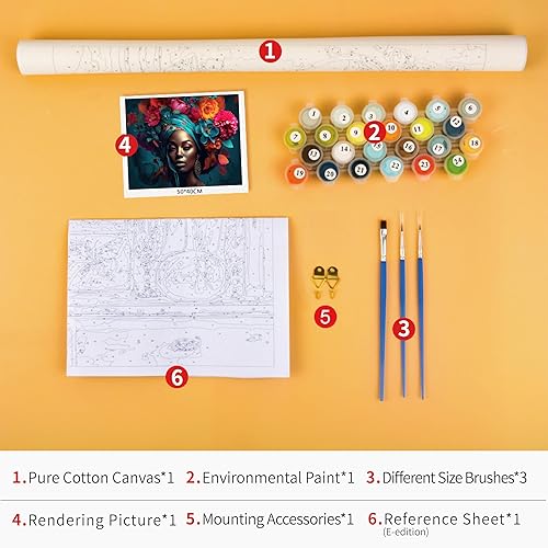 Miniatura 4 de Kit de pintura al óleo para bricolaje, pintura abstracta de luna y montaña por números para adultos principiantes, pintura de arte moderno con