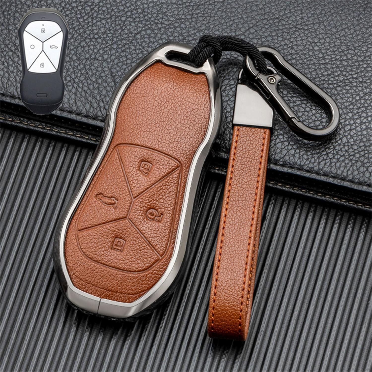 Coquille de clé en cuir Étui à clés de voiture Smart Remote Key Cover, pour Xpeng Xiaopeng P5 P7 G9 G3i Smart 4Buttons Protector Auto Styling Accessoires Protection