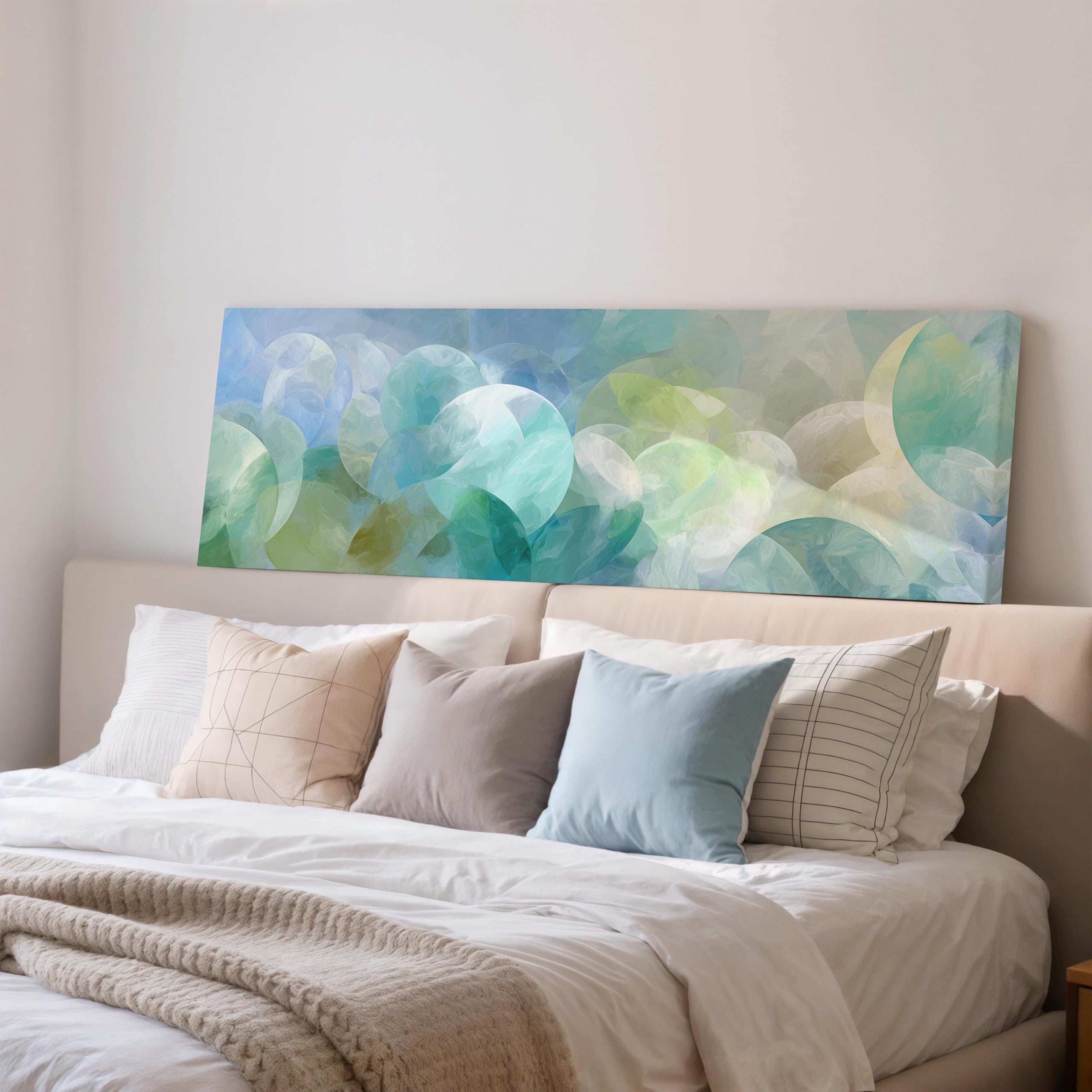 Toile panoramique cercles bokeh tableau horizontal pastel 20x60 - 8
