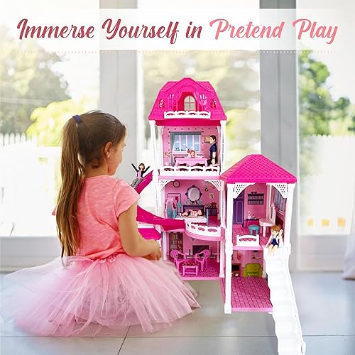 Miniatura 6 de TOMLEON Family Dollhouse People - Figuras de personas de casa de muñecas - 5 figuras de acción articulables que incluyen mamá, papá, hermana,