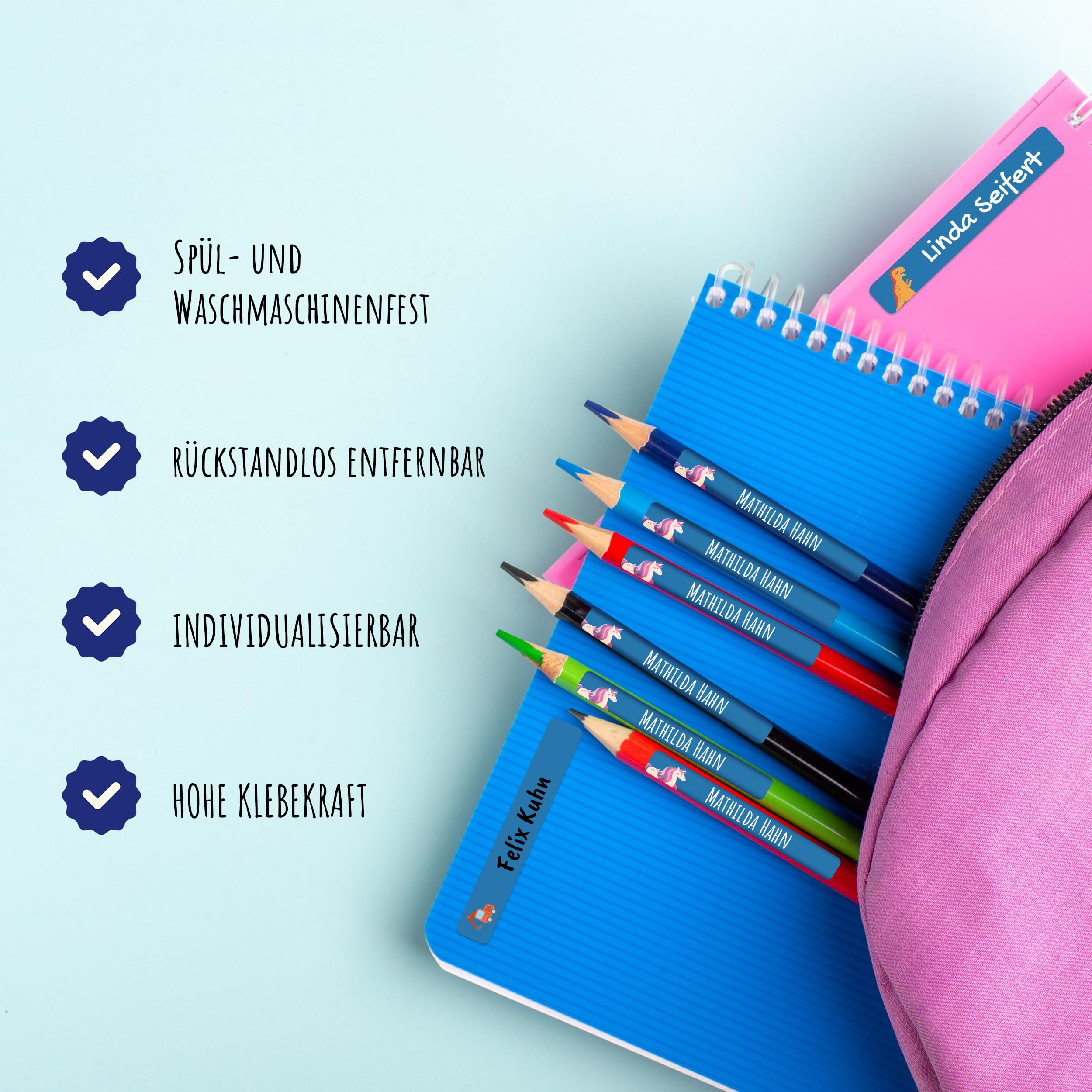 Namensaufkleber Für Kinder 108 Stk. - 30x13mm Wasserfeste Etiketten