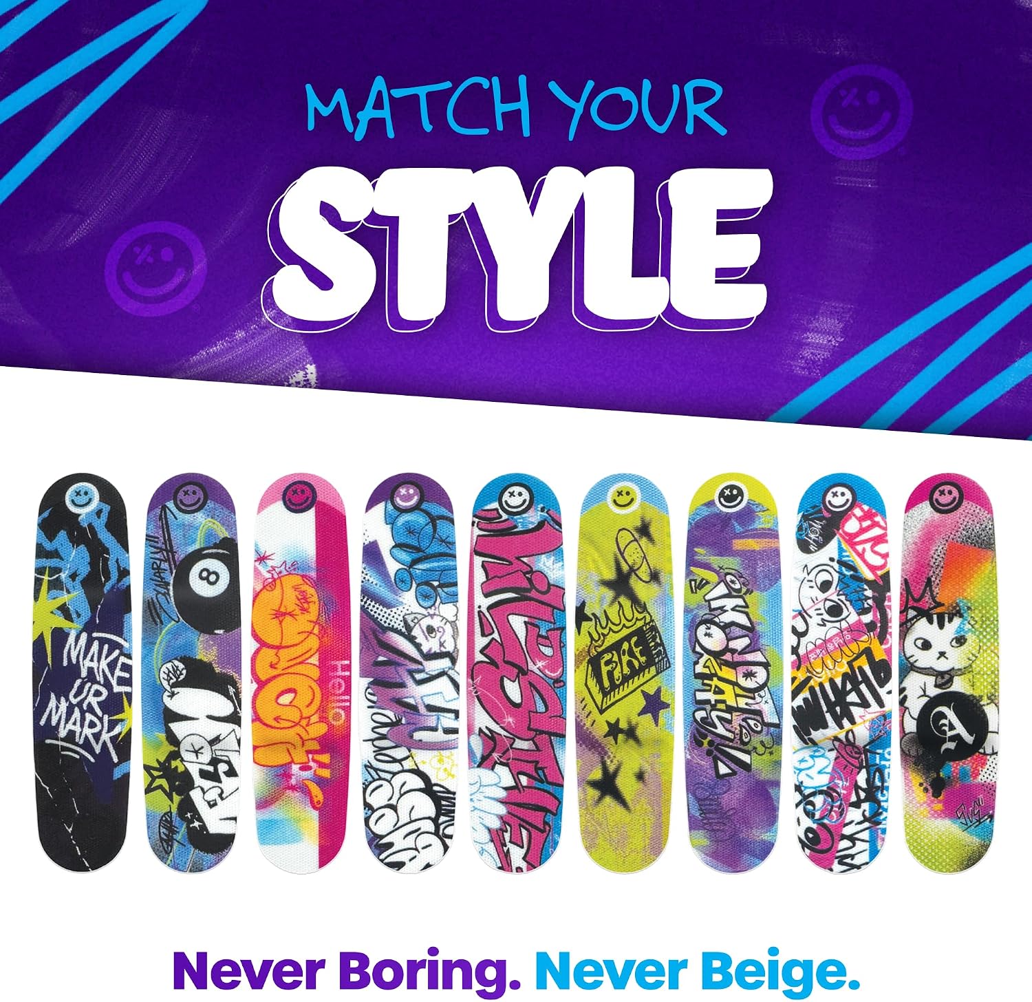 World of Hurt Cool Bandages for Active Kids and Teens, Wildstyle Mix,108 ct image 3