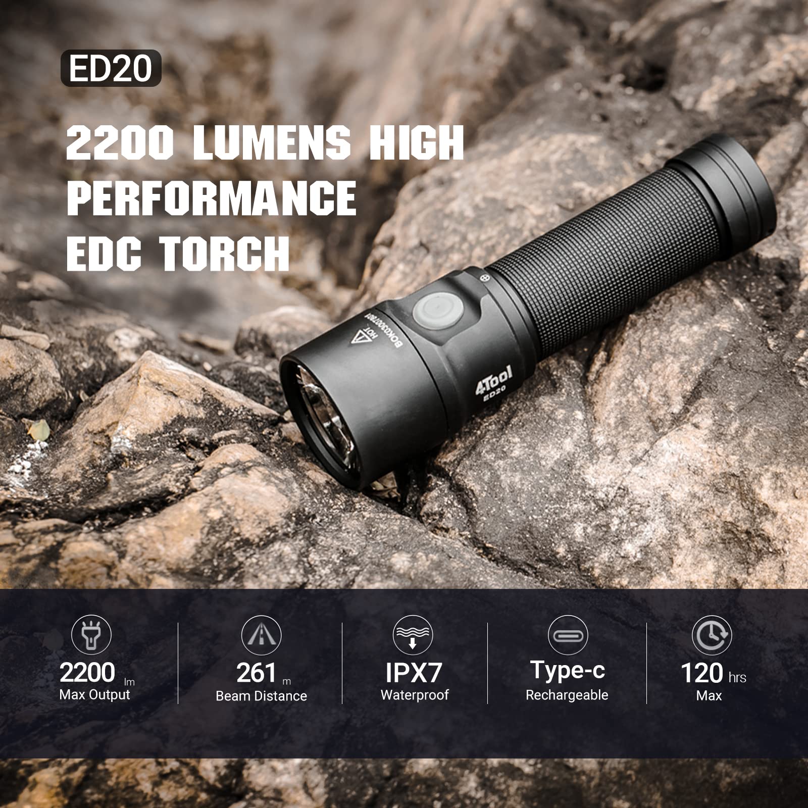 Nextorch ED20 LED Super Bright Rechargeable Torch 2200 Lumens - Image 2