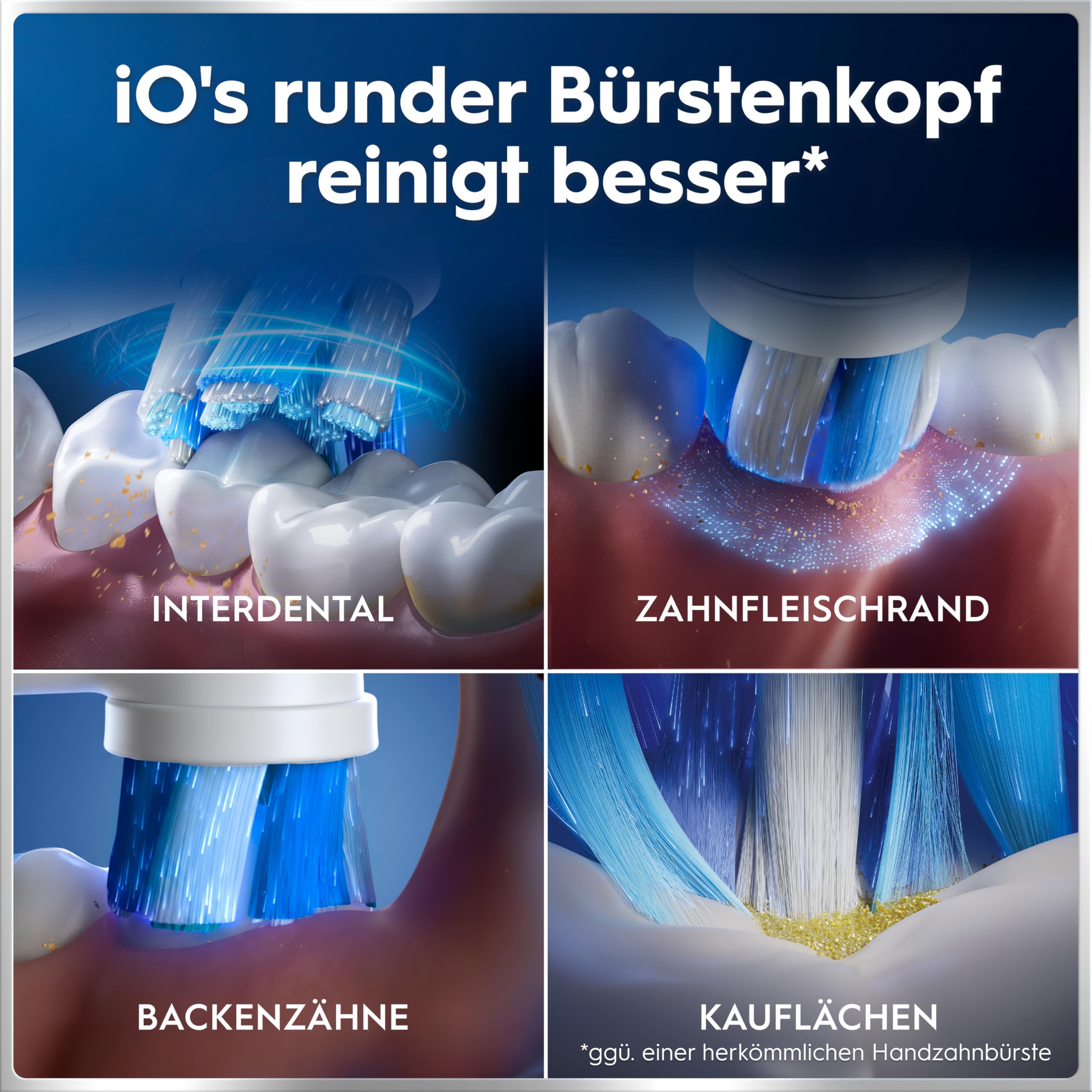 Oral-B iO Series 6 Elektrische Zahnbürste Grau PLUS Ausgewählte Original Oral-B iO Aufsteckbürsten Schwarz 7x