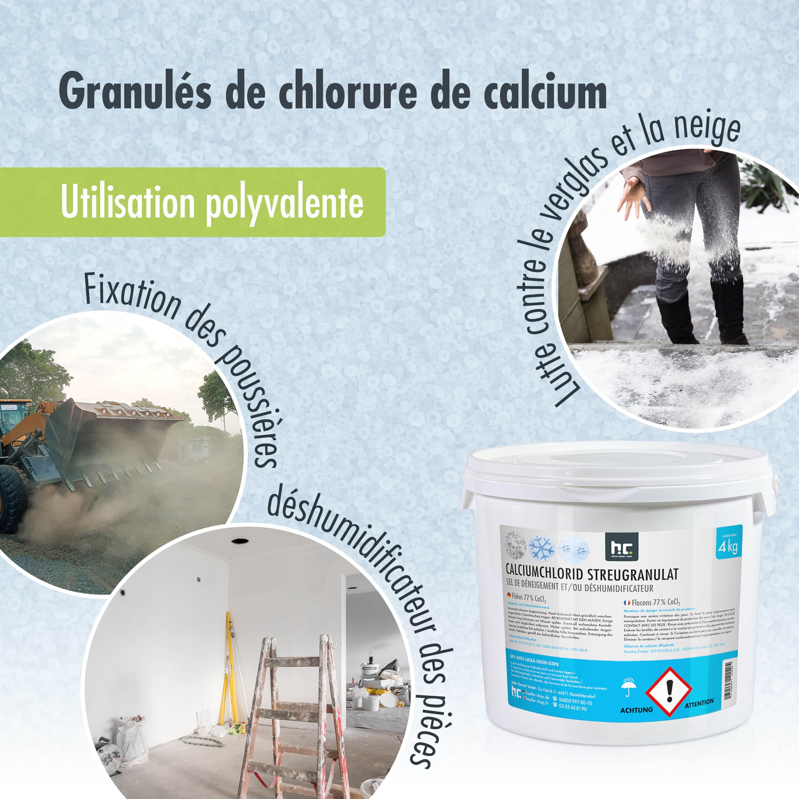 Höfer Chemie 4 kg Granulés de chlorure de calcium et déshumidificateur, très efficaces