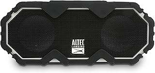 Altec Lansing Mini LifeJacket Jolt Bluetooth Speaker with Qi, Wireless, Waterproof, Portable, Speakers, Loud Volume, Strong Bass, Rich Stereo System, Microphone, 16 Hour Battery, 100 ft Range, Gray