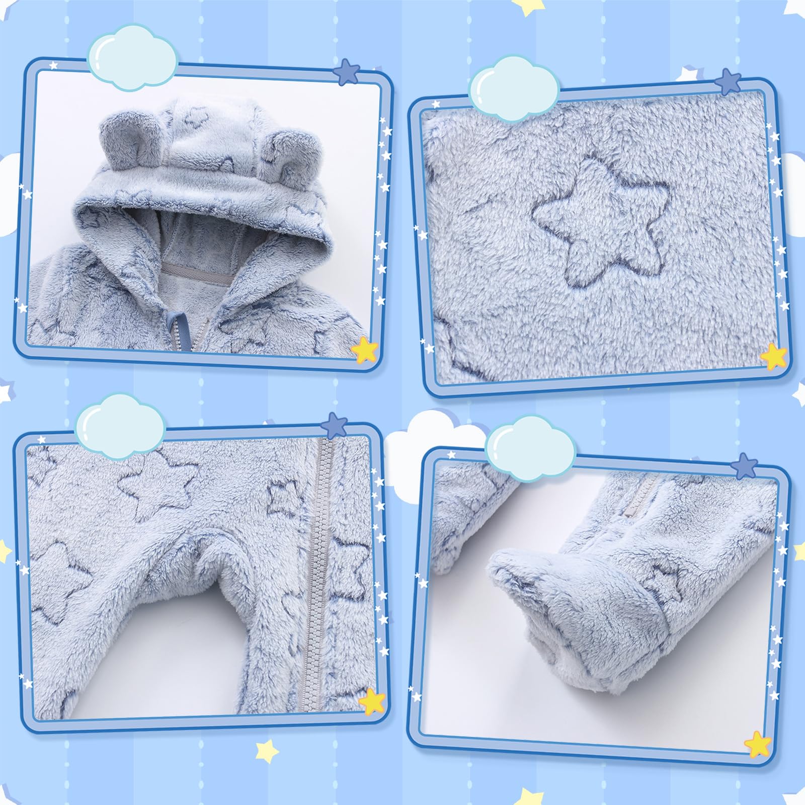 Combinaison de Neige d'Hiver pour Nouveau-né Bébé avec Oreilles d'Ours en Grenouillère à Capuche pour Tout-petit Motif Vêtements d'Extérieur Manteaux