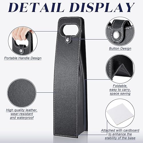 Miniatura 4 de Abbylike 4 bolsas de vino reutilizables de cuero para vino, bolsa de vino, bolsa de vino, soporte para botella individual, botella de champán,