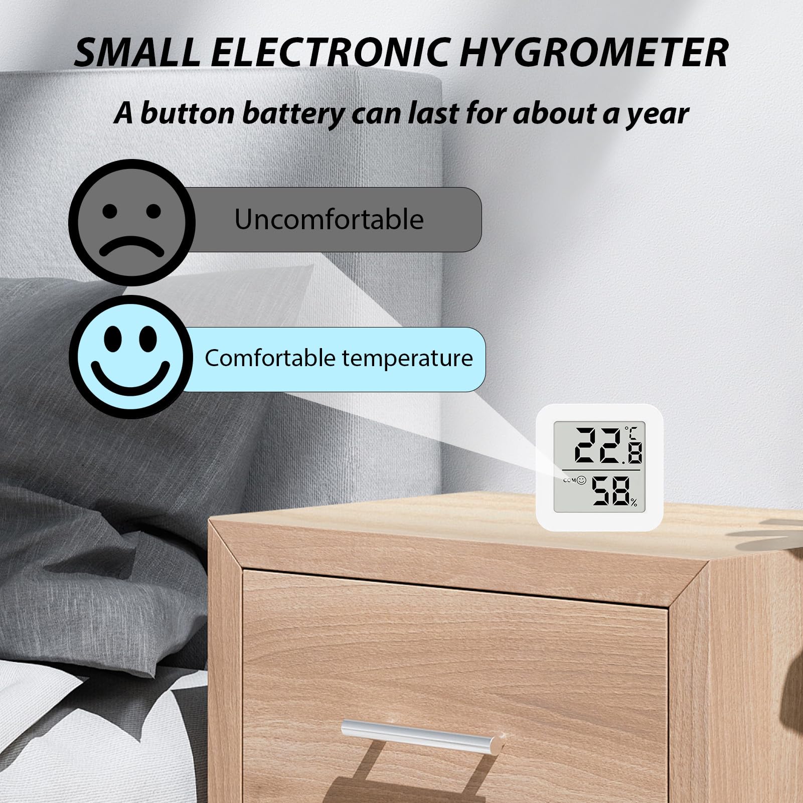 Thermomètre Hygromètre Intérieur Digital -10°C à 70°C Haute Précision 6 Pièces