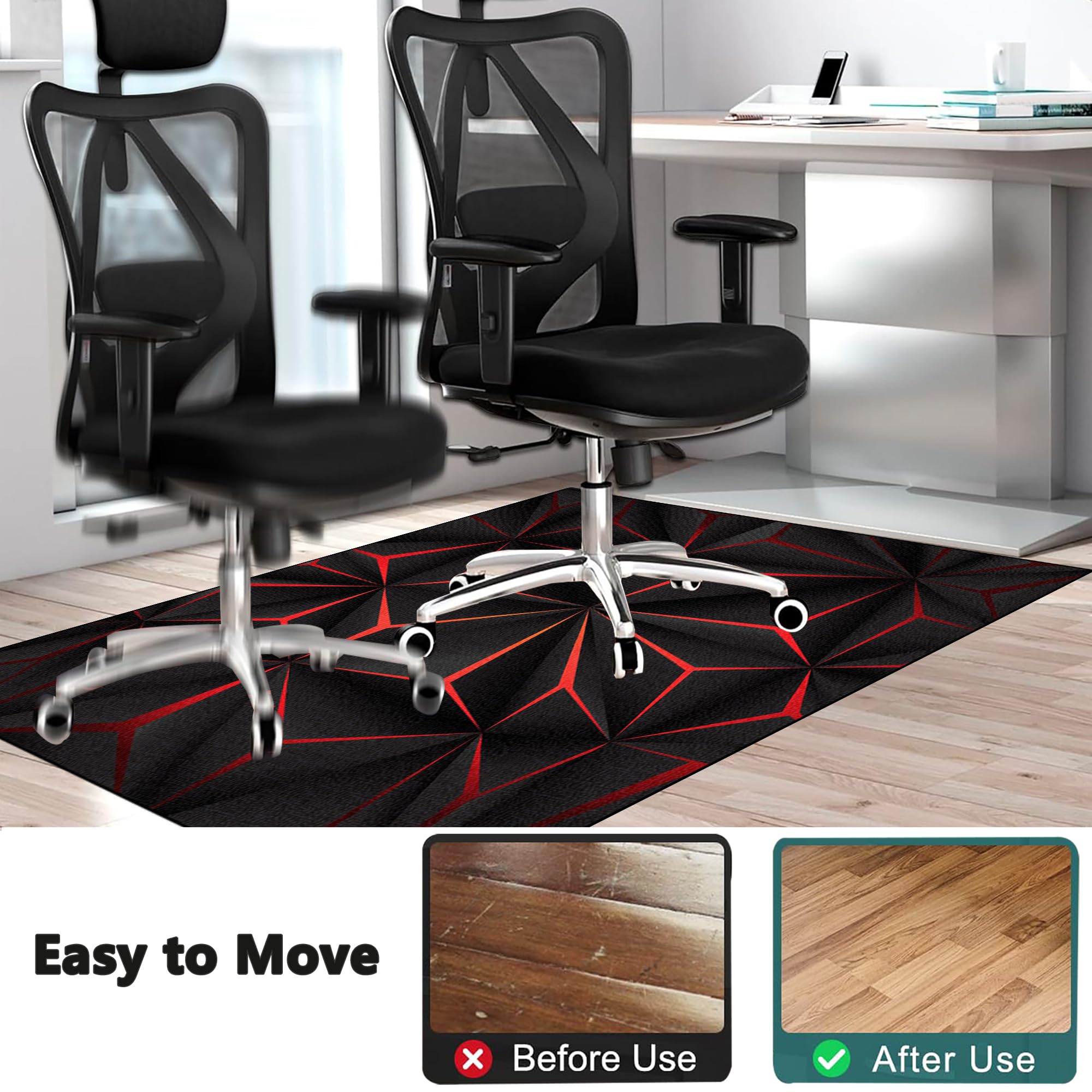 Tapis de Chaise Gaming Protège Le Sol, Tapis de Protection pour Les Sols, Tapis Chaise de Bureau 80 x 130 cm, Tapis de Sol pour Bureau Plancher de Bois, Tapis de Chaise Polyvalent pour la Maison