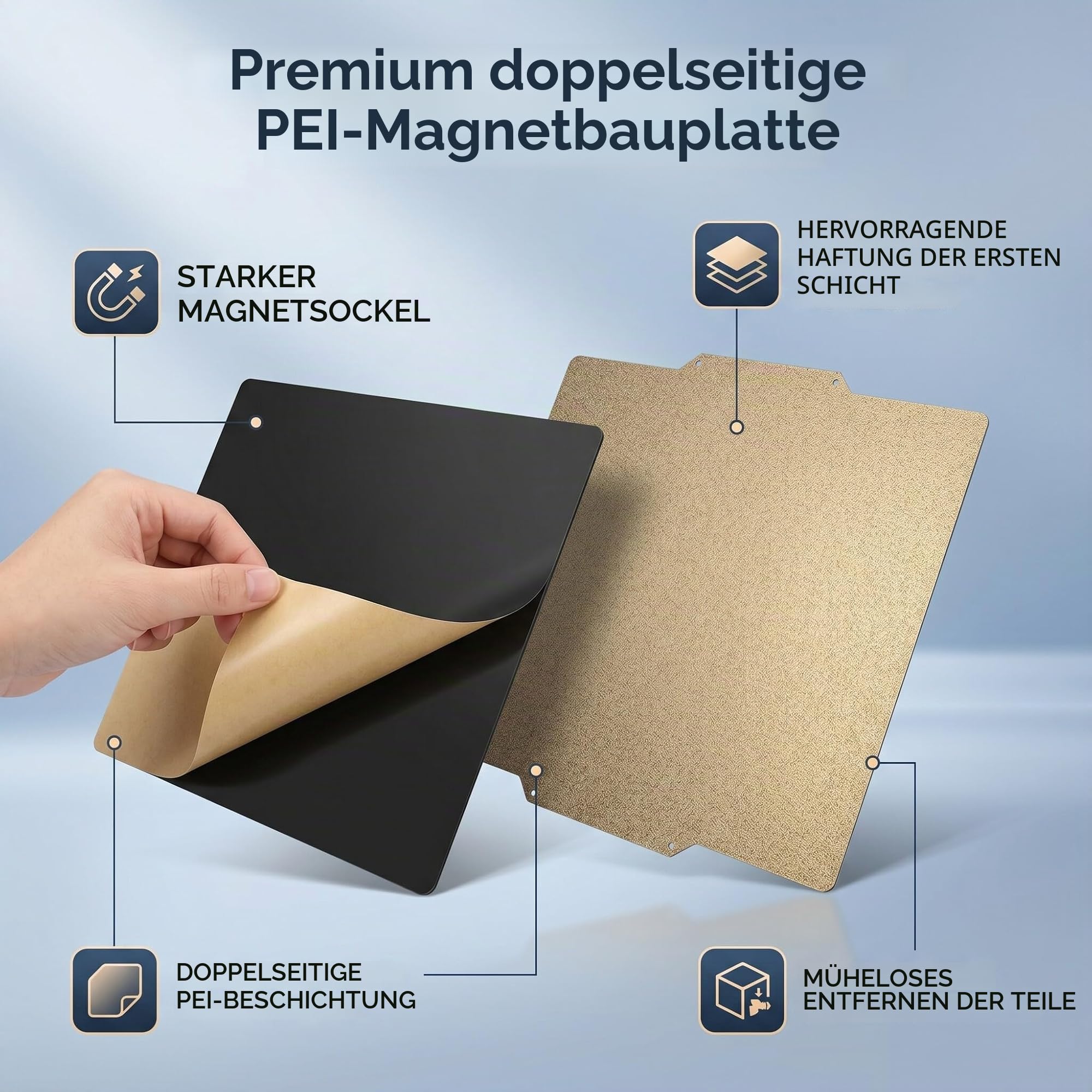 3D-Drucker Bauplatte Plattform 220x240mm Federstahl PEI Platte Magnetische Basis Doppelseitige PEI Beschichtung Abnehmbare Flexible Platte 3D-Drucker Beheiztes für ANYCUBIC I3 MEGA